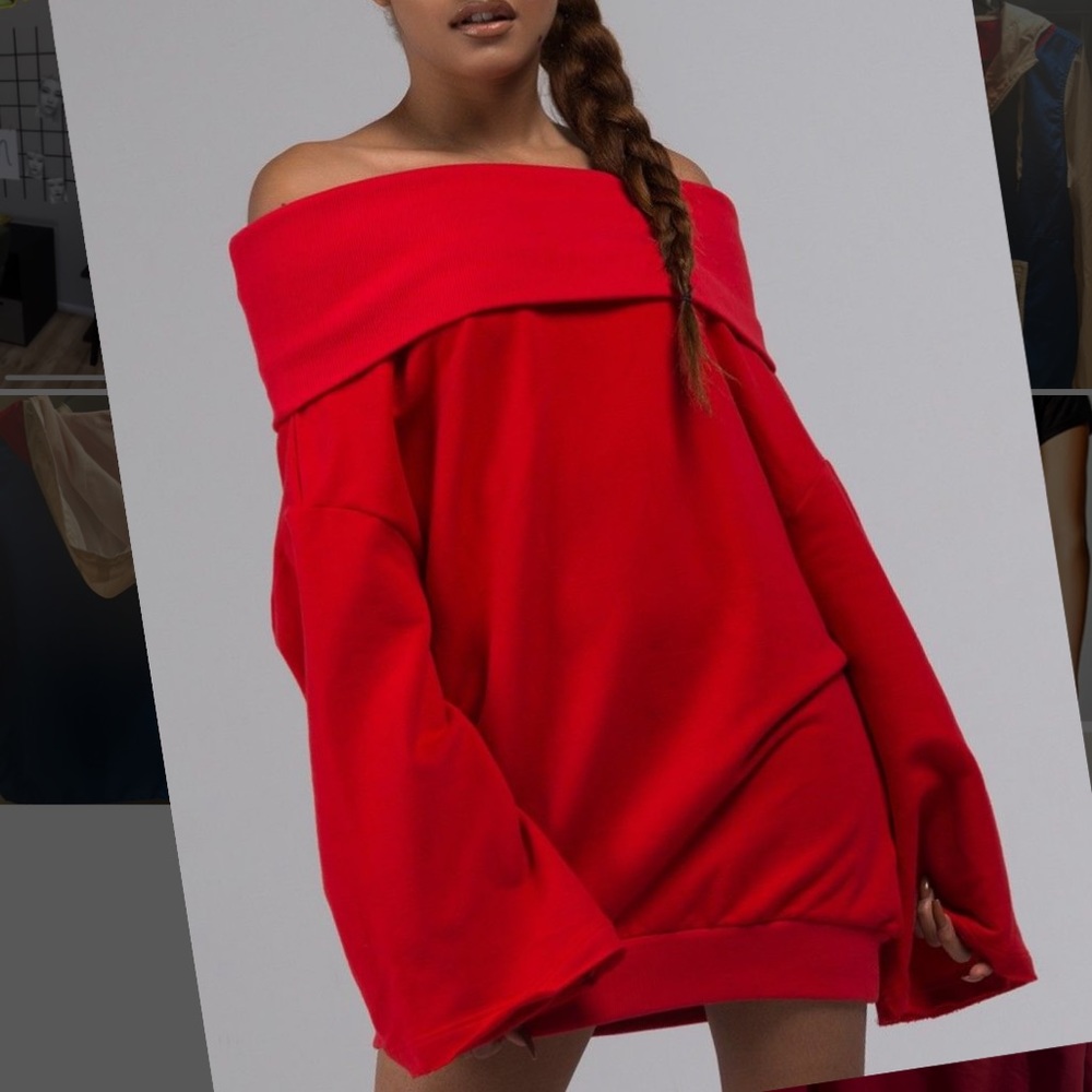 Akira Off Shoulder Sweatshirt Dress